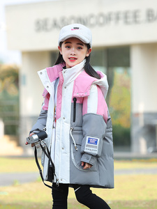 官方新品巴拉巴拉中长款女童羽绒服加厚韩版白鸭绒中大童儿童外套