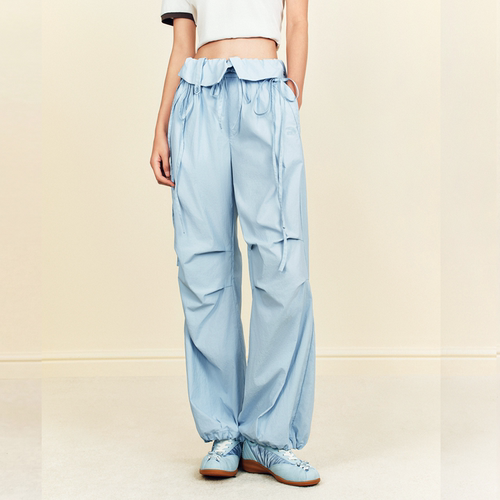 安踏雀跃芭蕾风伞兵裤 | 冰丝阔腿裤女子夏季宽松直筒裤162638507