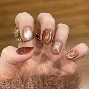 【快乐星球】纯手工穿戴甲秋冬气质显白可拆卸新款指甲贴片学生甲