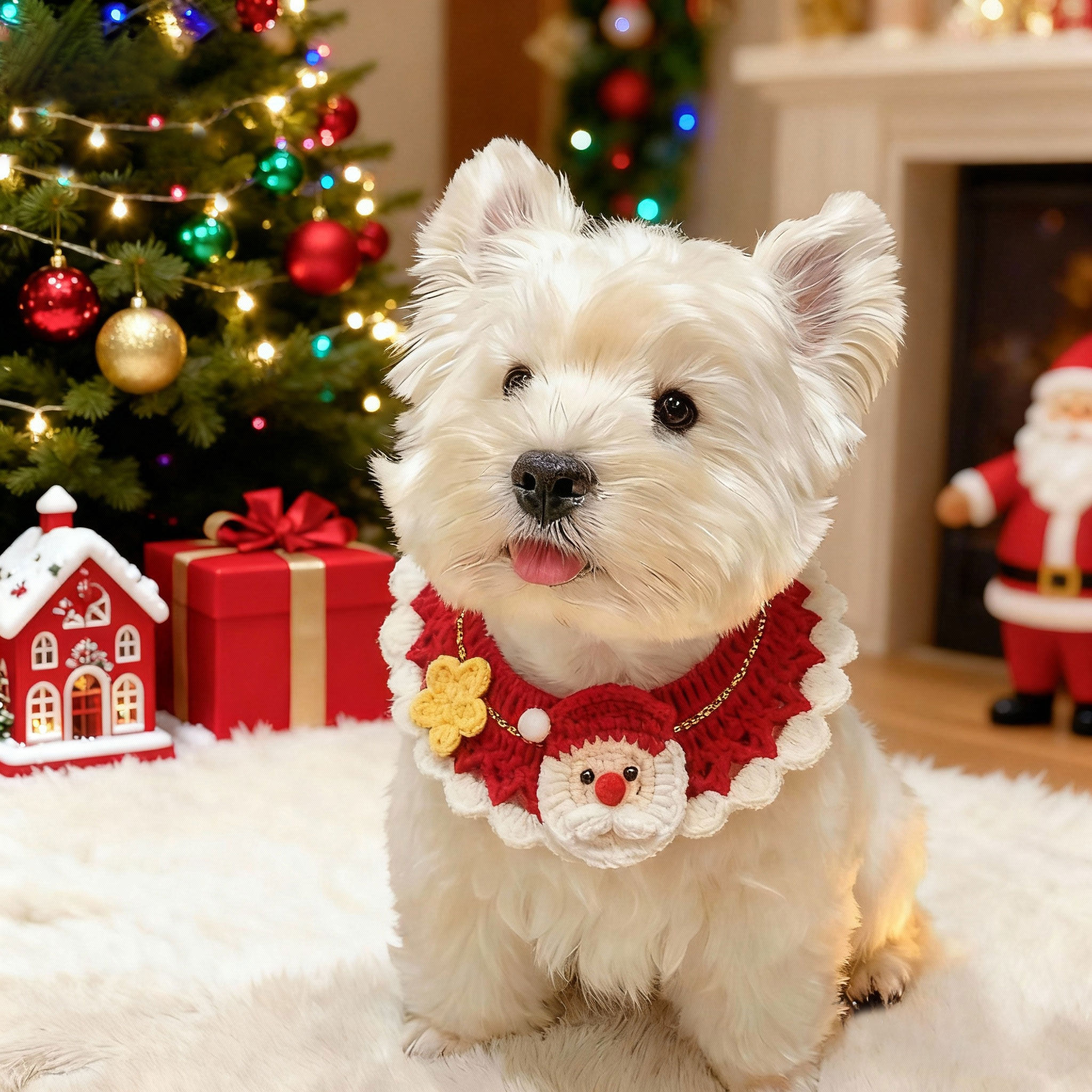 宠物圣诞节围脖狗狗围兜可爱猫咪围巾小配饰可爱小猫口水巾装饰品