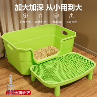防臭防漏砂猫沙盆巨大屎尿盆 猫砂盆超大号防外溅猫厕所控砂台套装