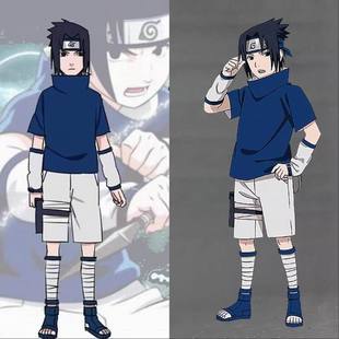 日系火影宇智波佐助少年忍者Cosplay演出服动漫展示表演服 现货款