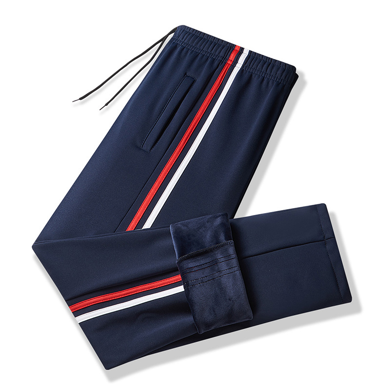 校裤加绒加厚初高中小学校服裤子红白杠学生蓝白杠两道杠冬季裤子