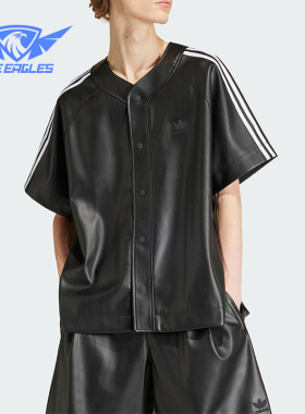 Adidas/阿迪达斯正品三叶草男士复古休闲V领短袖衬衫IZ4048