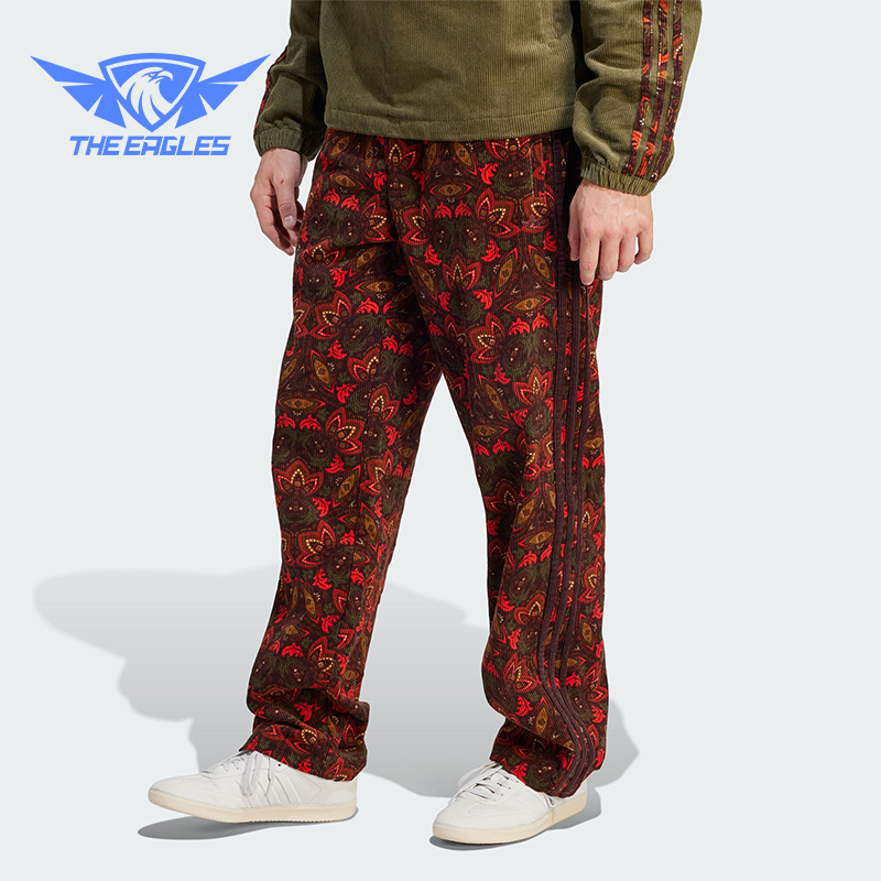 Adidas/阿迪达斯正品三叶草男士灯芯绒印花宽松运动裤IS5277