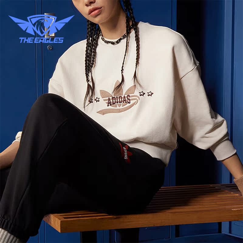 Adidas/阿迪达斯正品三叶草女子针织运动圆领套头卫衣IN1054