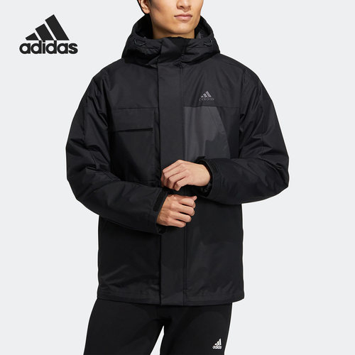 Adidas/阿迪达斯正品新款男子二合一连帽保暖羽绒服HN2135