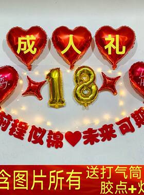 18岁生日场景布置装饰男生十八成人礼物仪式快乐高级实用氛围气球