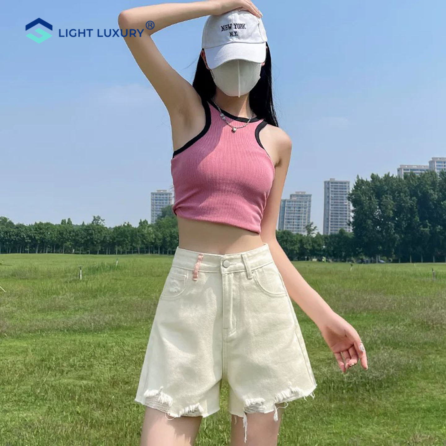 白色牛仔短裤女遮胯显瘦软薄款