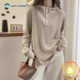 韩系简约内搭加厚保暖百搭长袖 连帽打底衫 女秋冬款 半开扣运动上衣