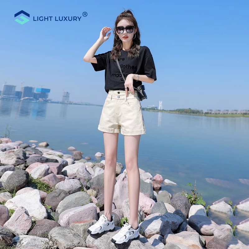 牛仔短裤女夏季新款高腰显瘦大码a字休闲裤时尚韩版白色阔腿裤