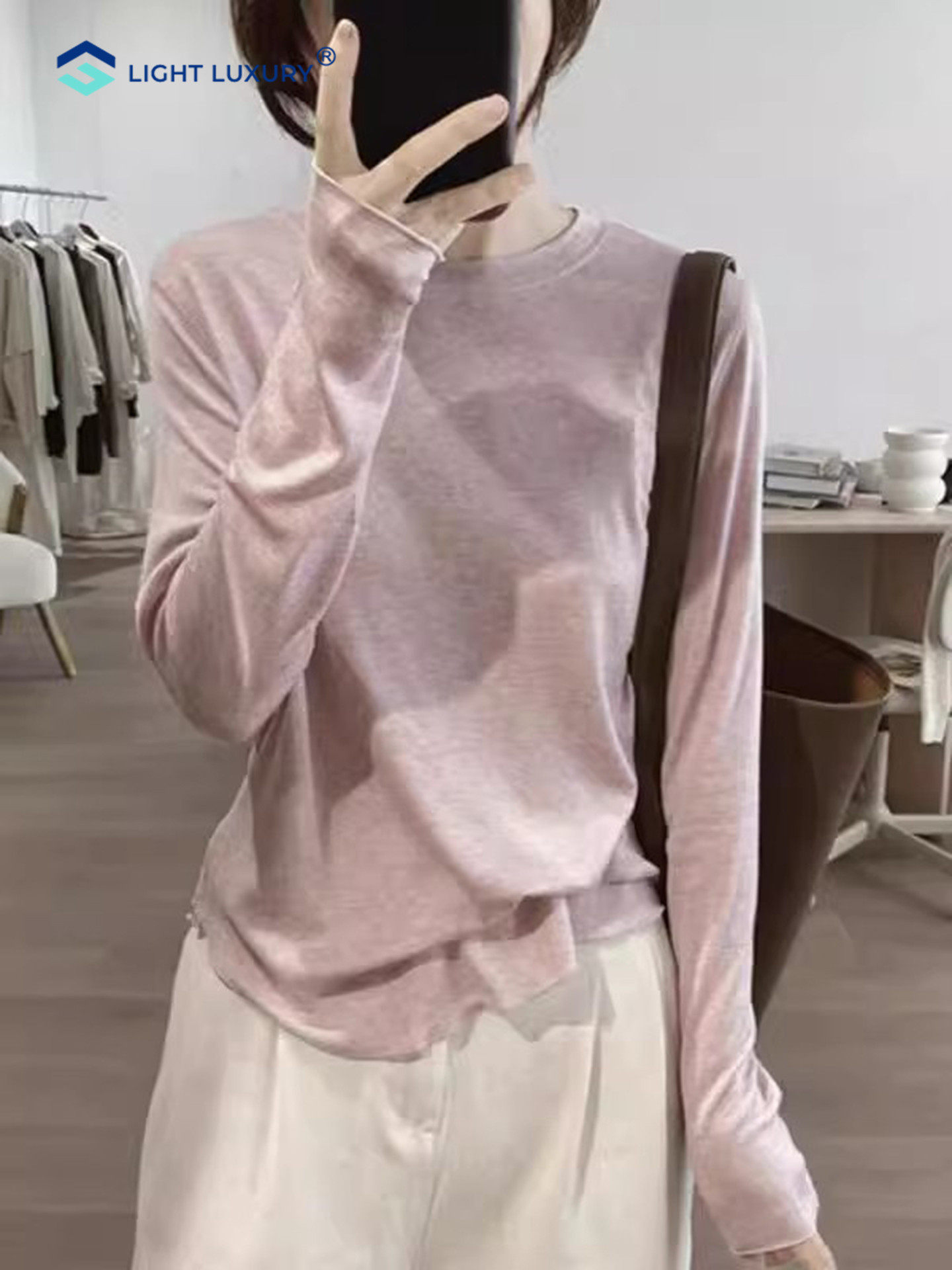 粉色长袖t恤女2025新款短款纯色内搭打底衫舒适柔软显瘦正肩上衣
