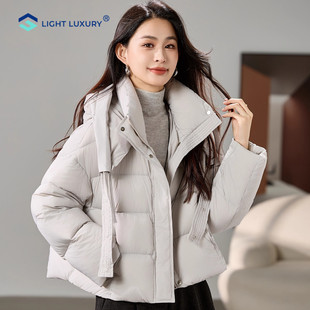 排骨羽绒服女2025冬季短款高级灰色洋气小个子巨好看的冬装外套