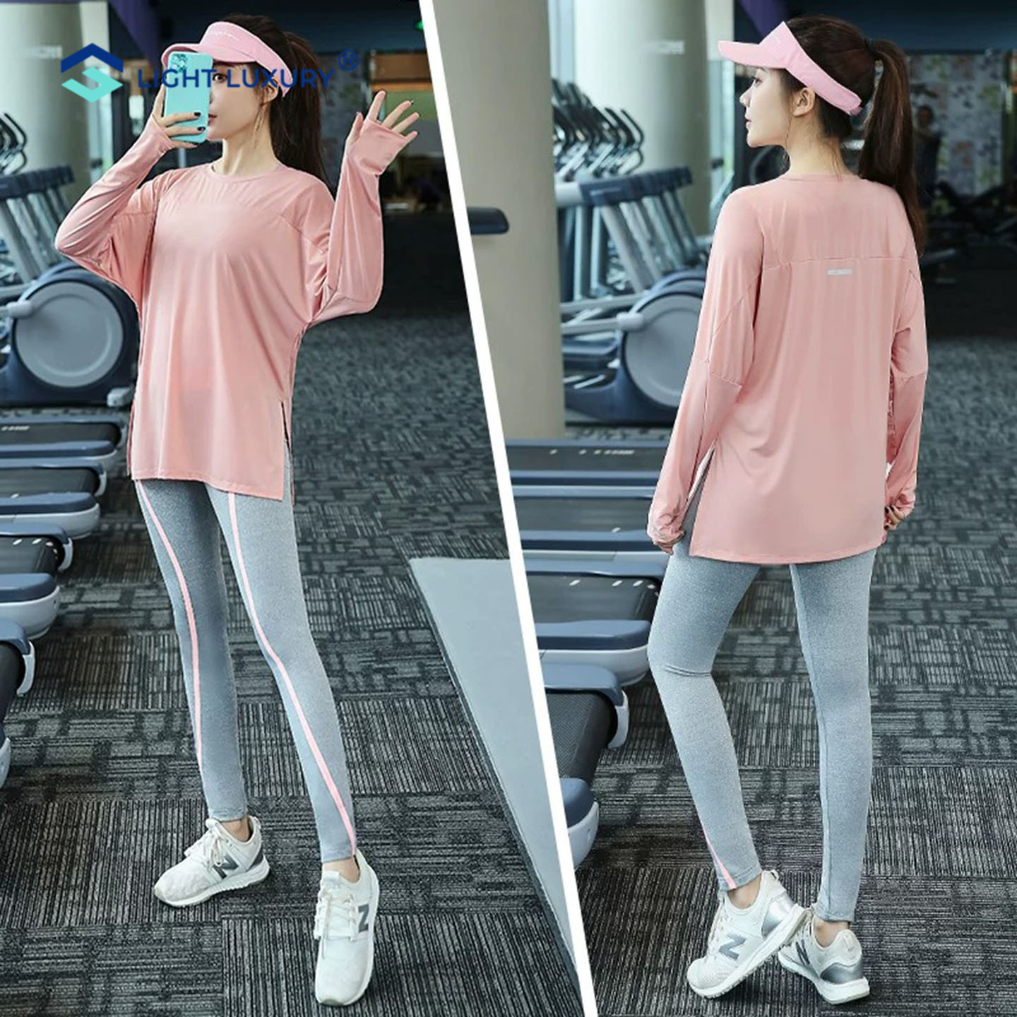 长袖瑜伽服女宽松健身运动套装