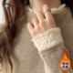 t恤法式 半高领德绒打底衫 女秋冬加绒蕾丝长袖 设计感柔软内搭上衣