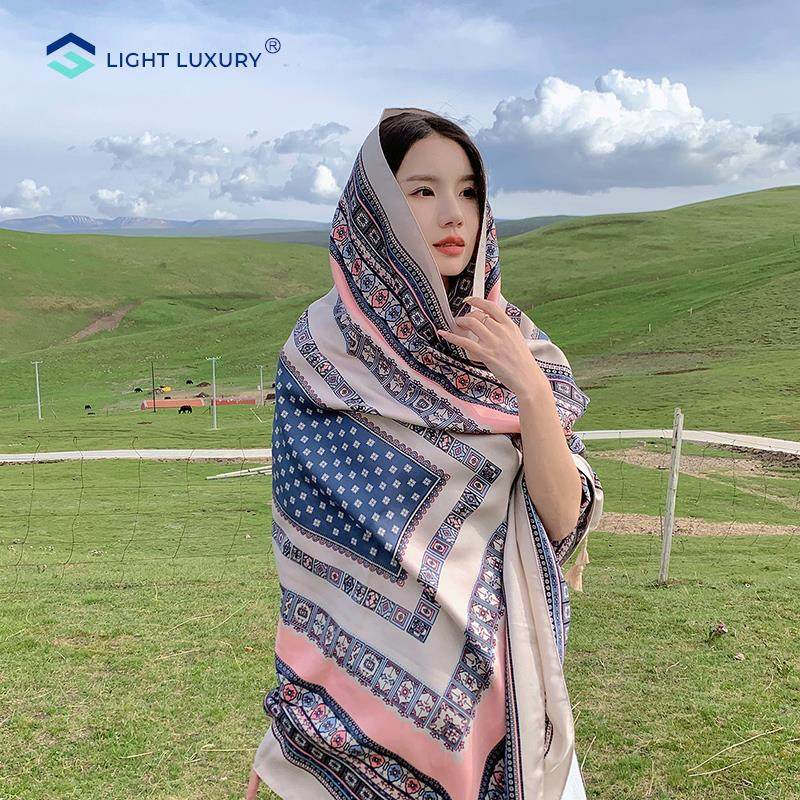 秋季民族风披肩文艺棉麻围巾云南旅游西藏防晒包头丝巾大披肩百搭