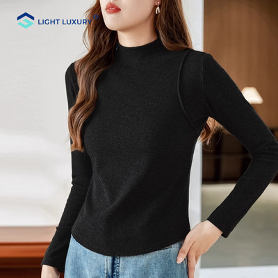 「德绒」立领打底衫女内搭秋冬