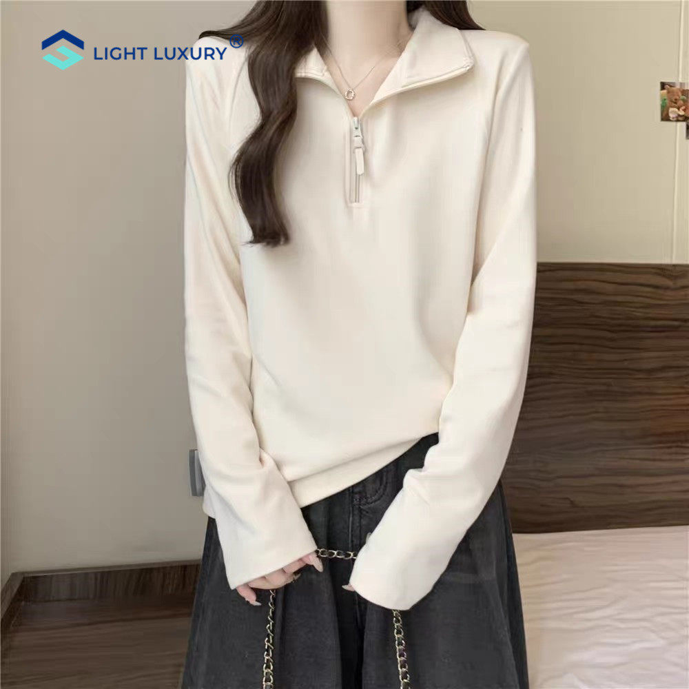 半拉链打底衫女2025新款纯色立领卫衣时髦内搭长袖T恤欧货上衣,女装/女士精品,T恤,淘宝优惠券,粉丝福利购,淘宝优惠卷