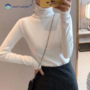 显瘦内搭纯色高领长袖 打底衫 修身 韩版 成熟知性风上衣 女秋冬新款