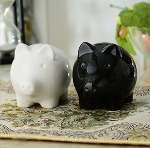 陶瓷小猪白猪禅意茶道摆件家居客厅书房玄关白胚白模DIY涂鸦上色