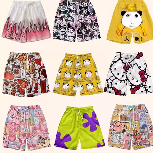 夏季情侣睡裤派大星短裤男女外穿篮球裤宽松运动休闲裤短裤沙滩裤
