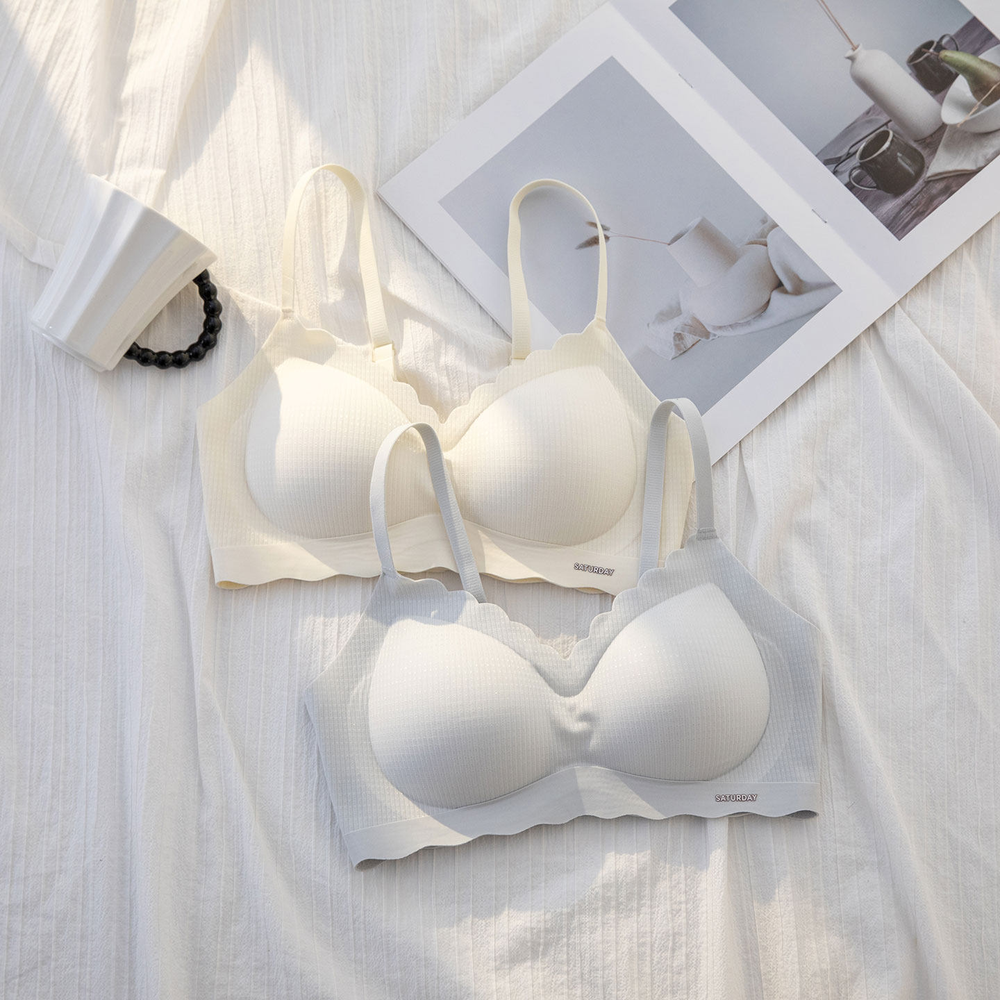 甜美纯欲风文胸小胸聚拢舒适内衣女平胸无钢圈防上跑下垂AA不空杯