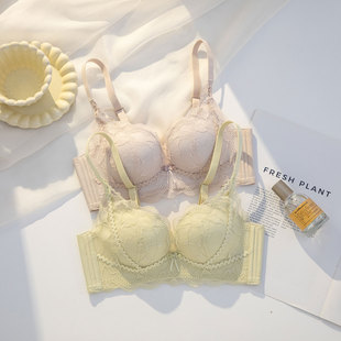 新品甜美小胸聚拢舒适内衣女平胸无钢圈防上跑防下垂AA不空杯文胸