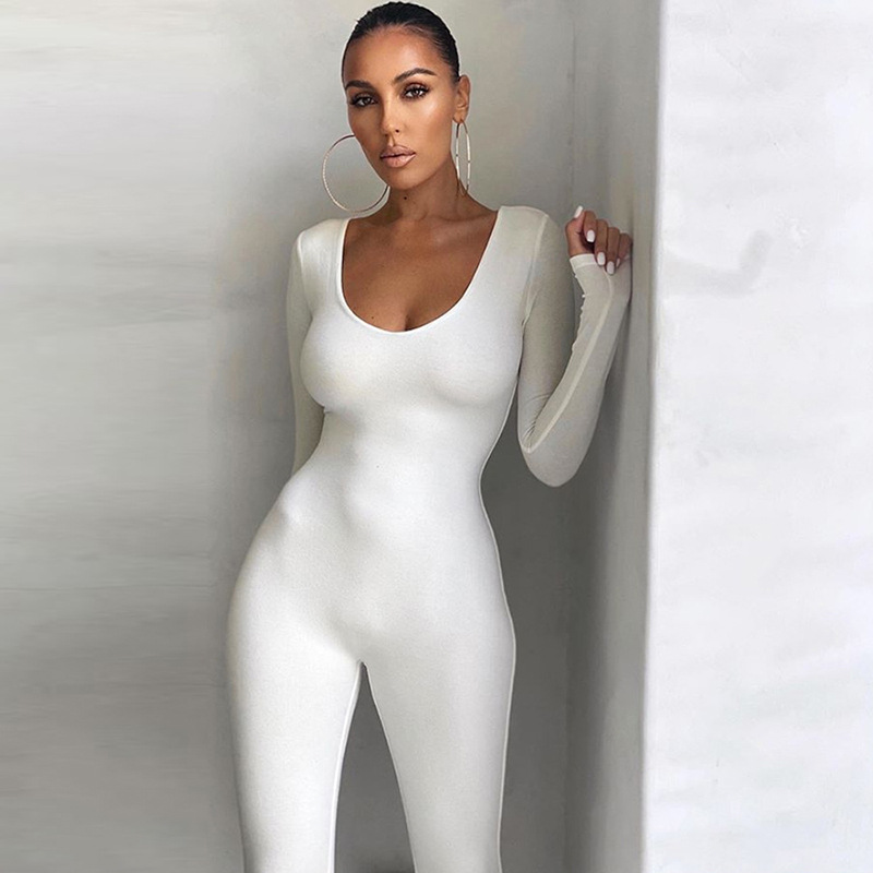 Basic Bodycon Jumpsuit For Women Fitness Rompers Playsuit