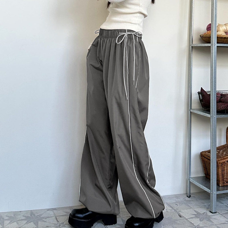 High Waist Drawstring Cargo Pant Wide Leg Joggers Trousers