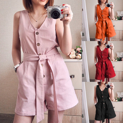 Casual Playsuit Woman Off Shoulder Jumpsuit Short Overalls