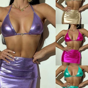 3 piece with mini skirt bathing suit beach wear women bikini