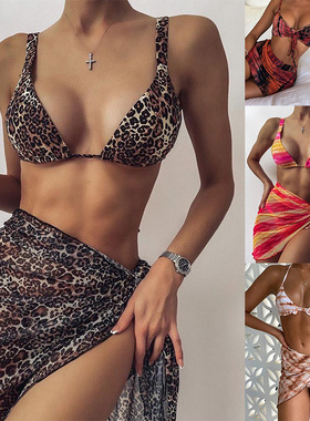 Sexy 3 Piece Swimsuit Women Tie Dye Push Up Padded Biquini