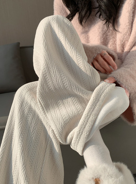 White thin wide leg women's cotton pants白色薄款阔腿裤女春秋