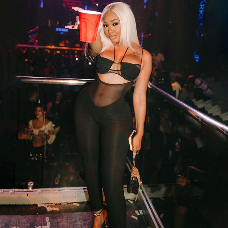 Women neck hanging, backless patchwork bodysuit女挂脖连体衣