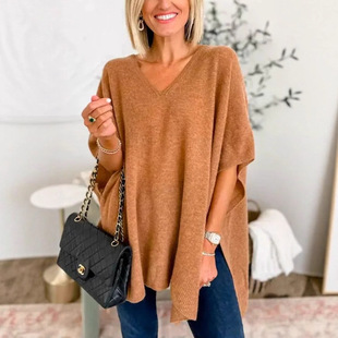 batsleeved cloak针织衫 knitted shawl 披肩披风女 sweater Women