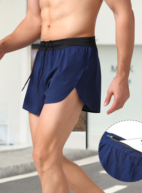 Men sports marathon running training shorts运动短裤男马拉松