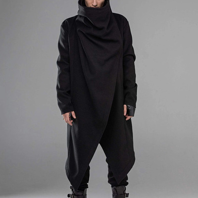 Men Cloak Coats Streetwear Turtleneck Cape Outerwear 5XL