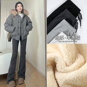 flared high Women waisted flannel sweatpants女加绒喇叭卫裤