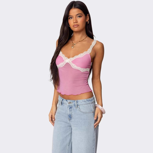 2026 Y2K Lace Crop Top T Shirt Women Chic Harajuku Pullovers