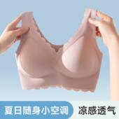 妈妈内衣女士运动背心式 中老年无钢圈无痕大胸显小聚拢文胸罩 薄款