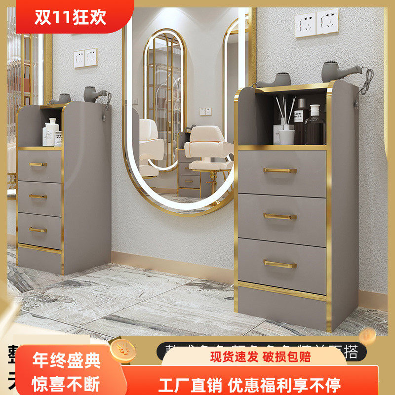 理发店工具柜发廊专用立地式剪发置物架工具台实木多功能美发柜子