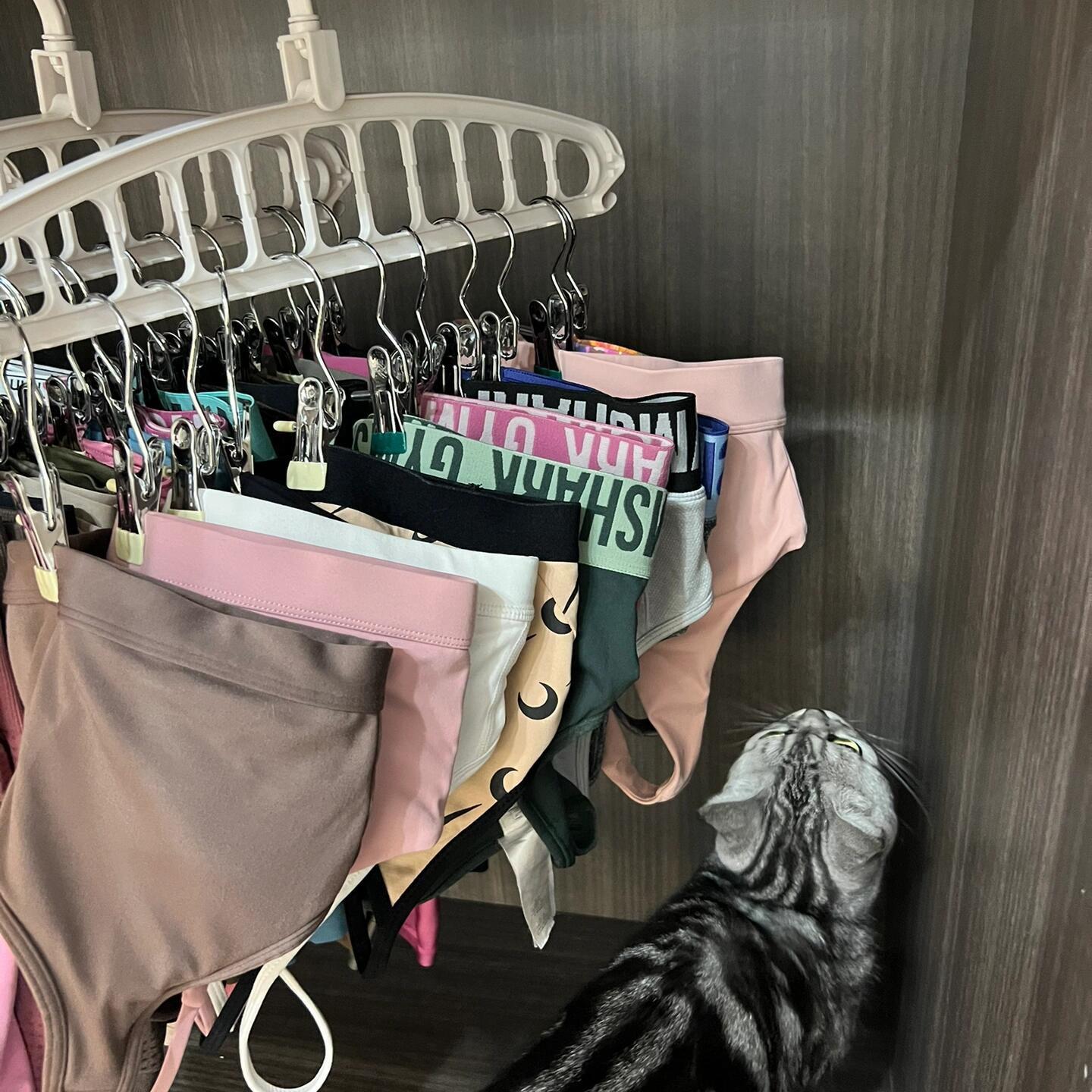 健身服收纳神器衣柜悬挂挂袋瑜伽裤健身衣打底裤运动内衣短裤衣架