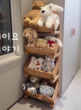 北欧风床头柜 收纳储物展示架 卧室 Jellycat 毛绒娃娃公仔摆放柜