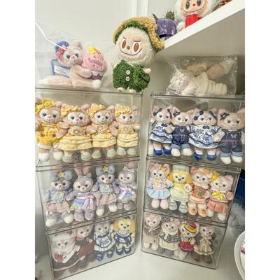 迪士尼挂件收纳盒亚克力玲娜贝儿展示盒透明防尘盒搪胶娃娃陈列柜