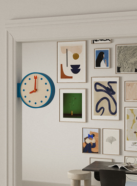 创意简约时钟钟表挂钟客厅复古时钟转角双面挂钟艺术感挂钟拐角钟