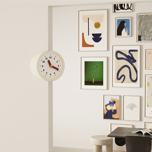 新款阳角钟轻奢米白钟表时钟转角挂钟个性复古表挂静音家用客厅