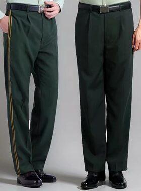正品松枝绿夏裤带屁夏常服单裤子直筒免烫纱裤正装橄榄绿西裤