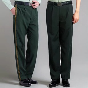 正品松枝绿夏裤带屁夏常服单裤子直筒免烫纱裤正装橄榄绿西裤