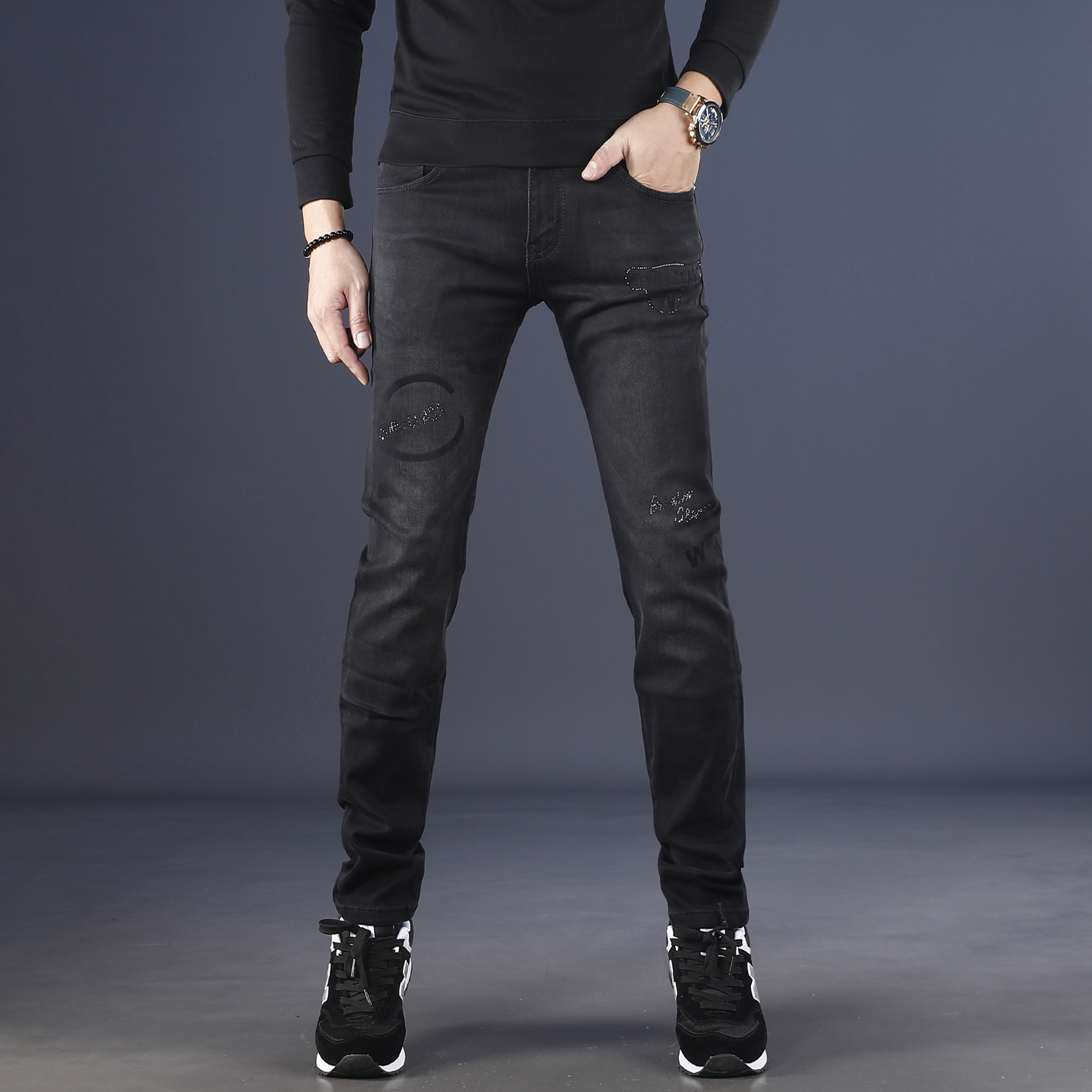 秋冬新款高品质牛仔裤男潮牌修身