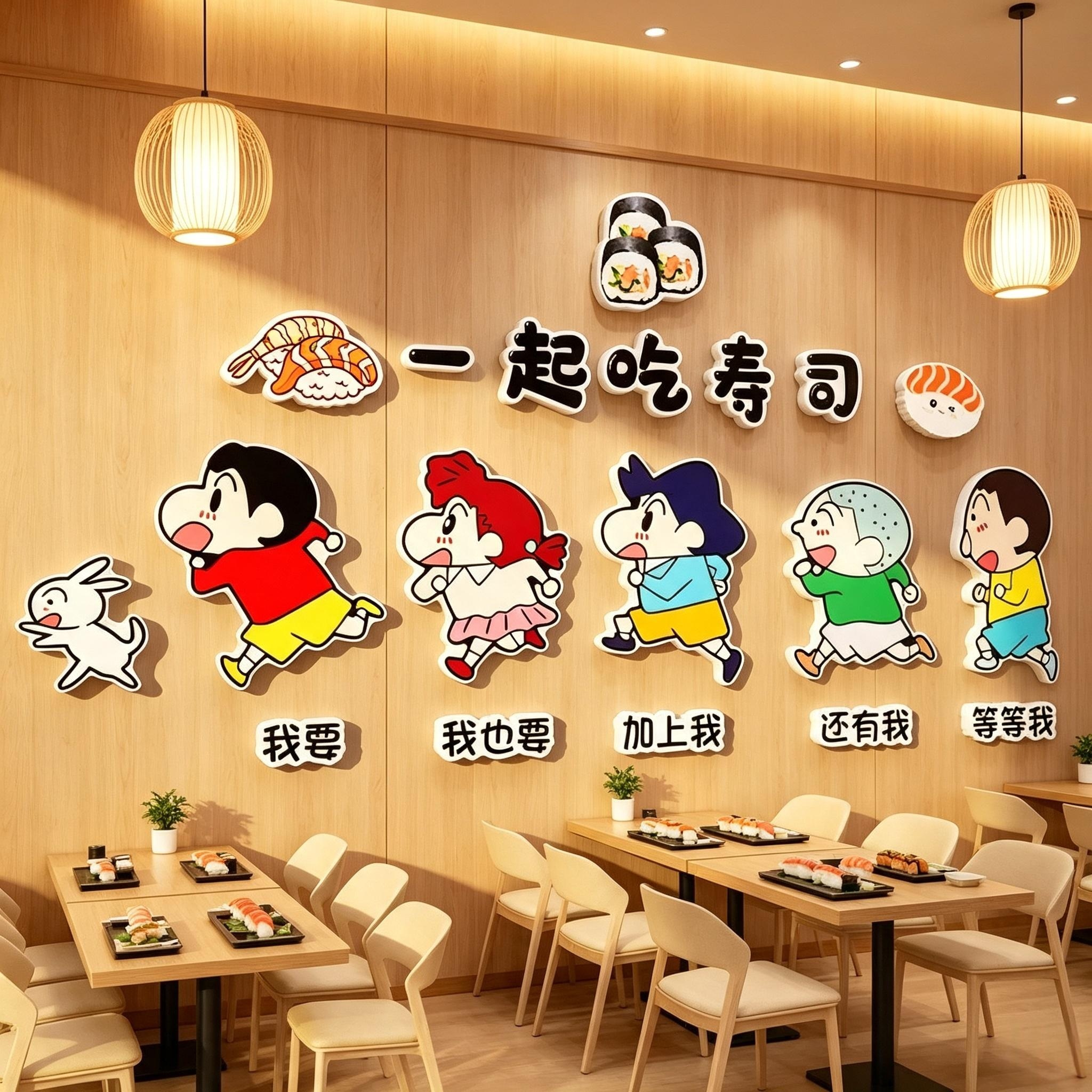 网红寿司店铺日料文化墙贴